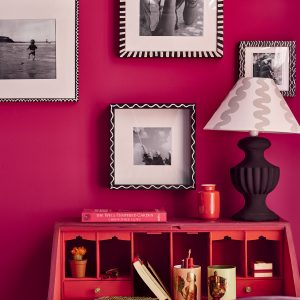 Annie-Sloan-Home-office-Capri-Pink-wall-Emperors-Silk-and-Capri-Pink-bureau-Athenian-Black-and-Chicago-grey-lamp-Lifestyle-Portrait-1